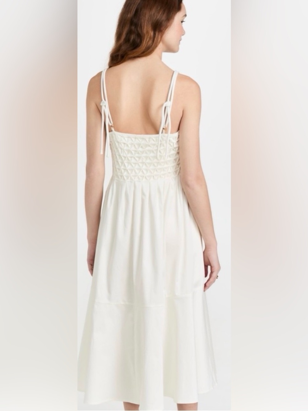 Cult Gaia Brynn White Smocked Midi Dress | S - Picture 2 of 7